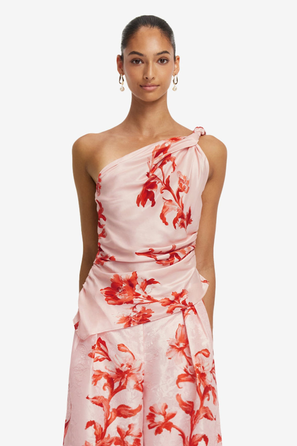 Sylvana One Shoulder Top - Magnolia Print Tops