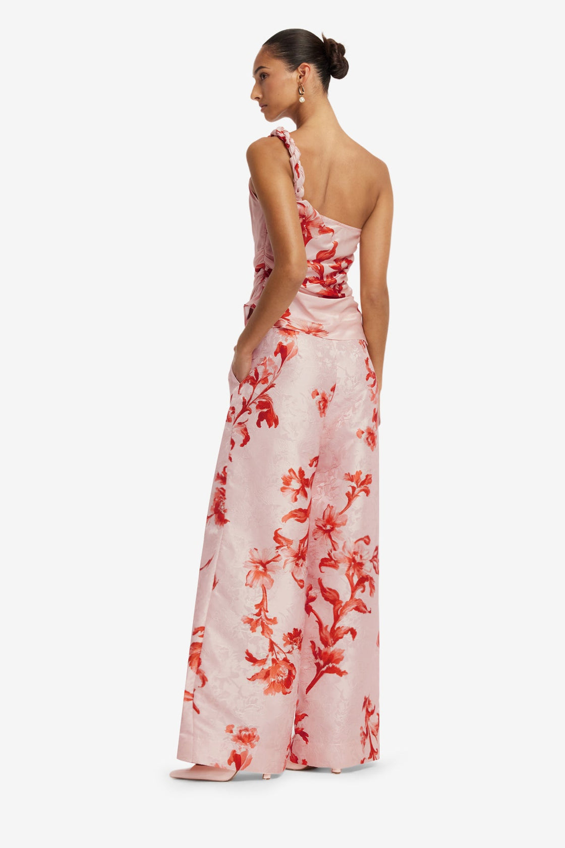 Elisha Jacquard Wide Leg Pants - Magnolia Print Pants