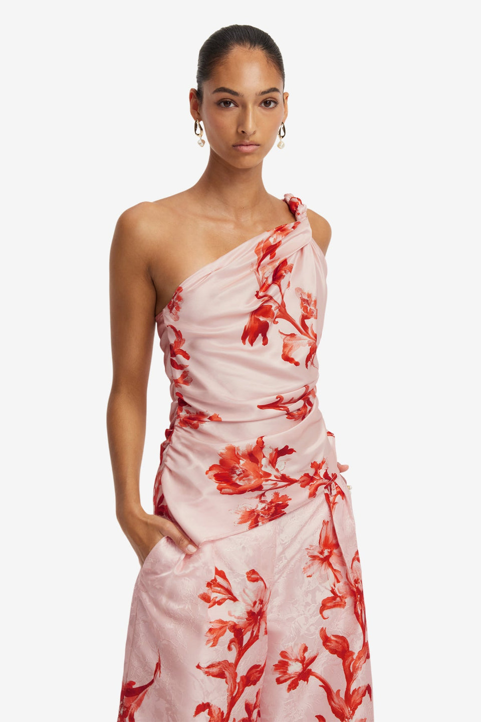 Sylvana One Shoulder Top - Magnolia Print Tops