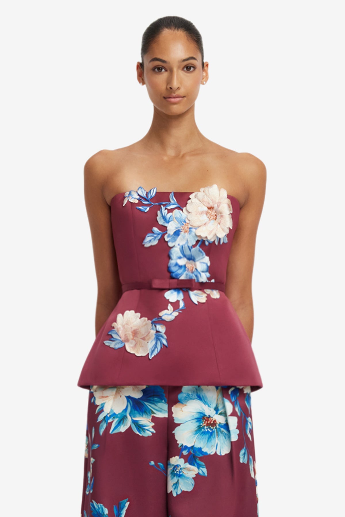 Nadia Embroidered Bustier Top - Cosmos Print – LEO LIN