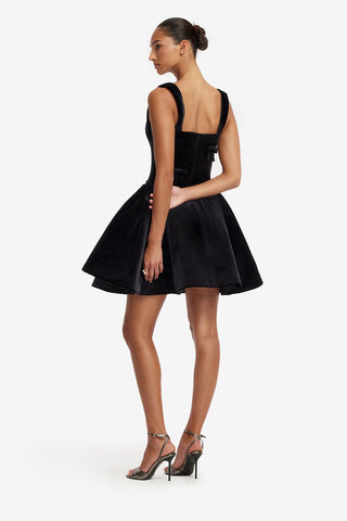 Ariel Velvet Bow Mini Dress - Ebony Dress Mini