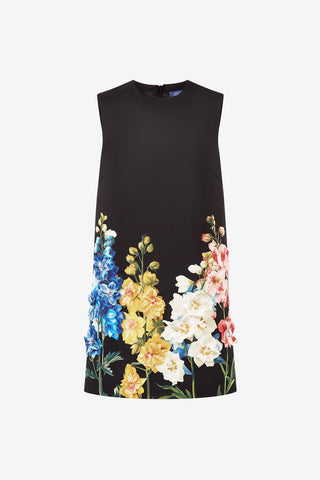 Yvonne Embroidered Mini Dress - Snapdragon Print in Ebony Dress Mini