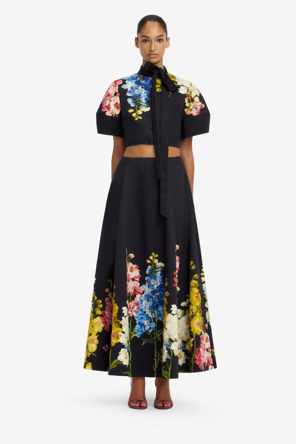 Elina Maxi Skirt - Snapdragon Print in Ebony Skirts