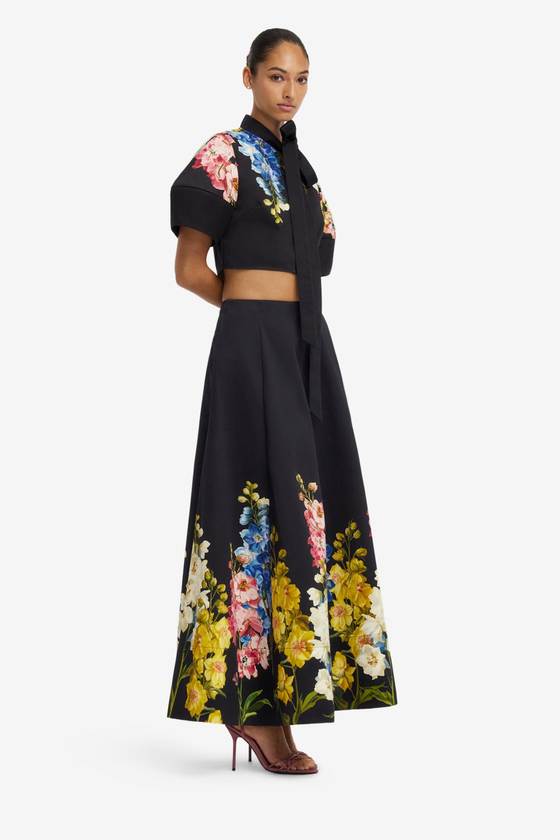 Elina Maxi Skirt - Snapdragon Print in Ebony Skirts