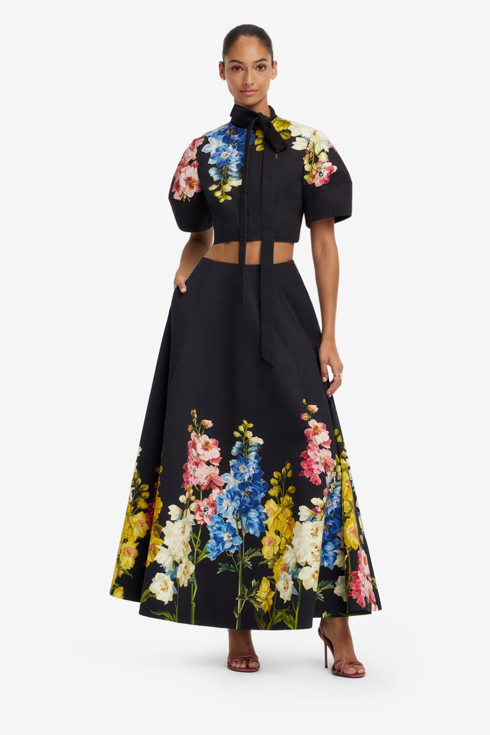 Elina Maxi Skirt - Snapdragon Print in Ebony Skirts