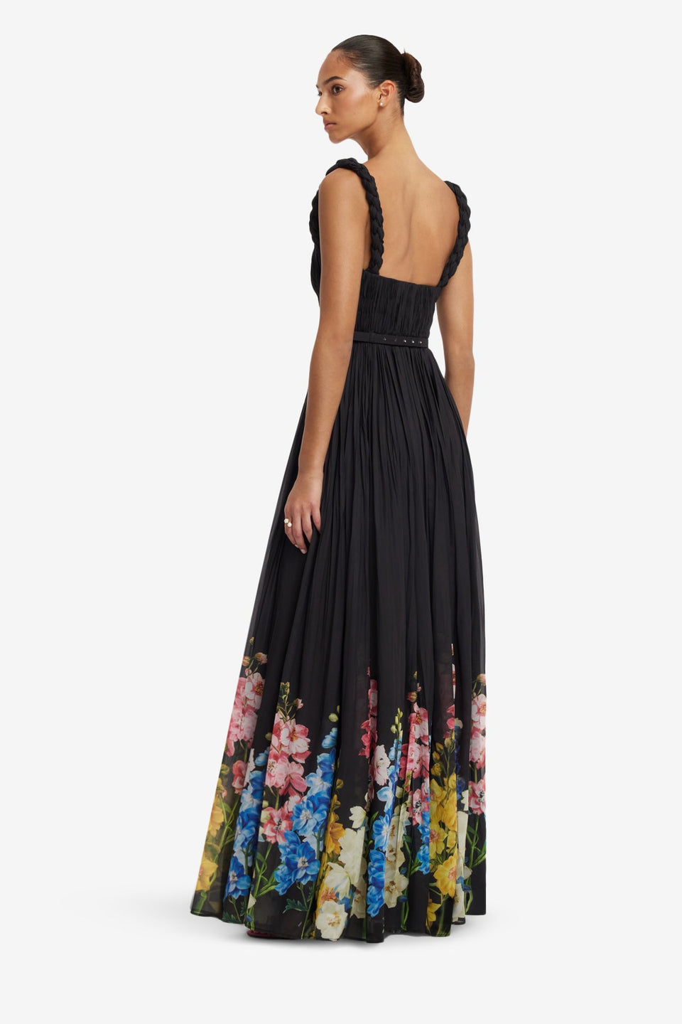 nellie maxi dress black red floral Vestido Maxi de Malla Anabelle - Negro/Rojo