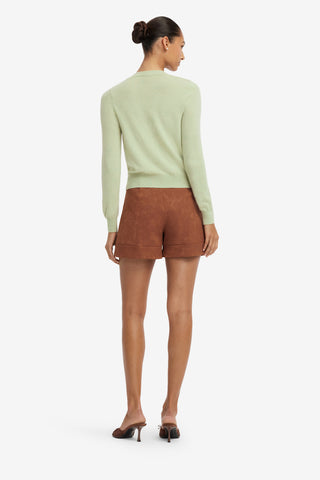 Claire Embroidered Cashmere Blend Cardigan - Pistachio Rose Print Tops