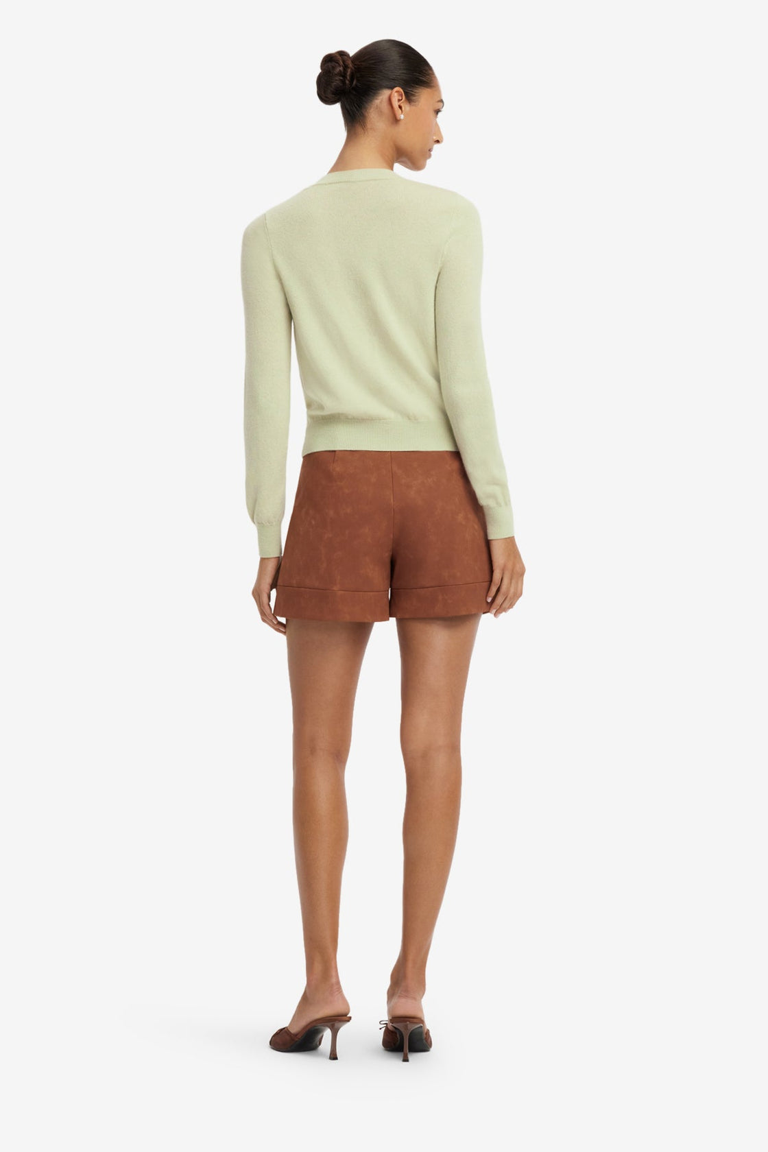 Tessa Embellished Vegan Suede Shorts - Chestnut Shorts