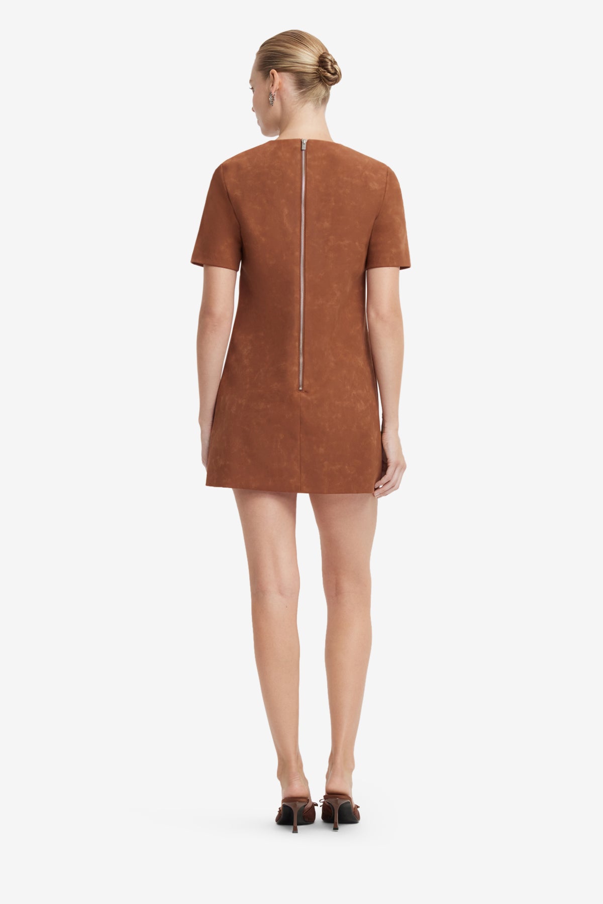Alexa Appliqué Vegan Suede Tshirt Mini Dress - Chestnut – LEO LIN