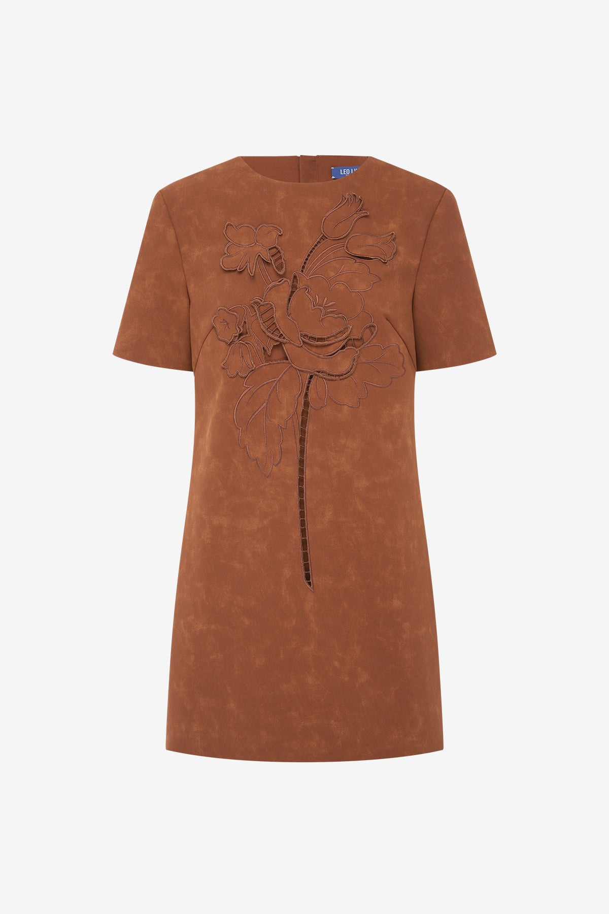 Alexa Appliqué Vegan Suede Tshirt Mini Dress - Chestnut – LEO LIN