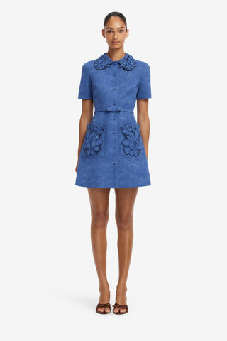 Ashley Applique Vegan Suede Mini Dress - Azure Dress Mini