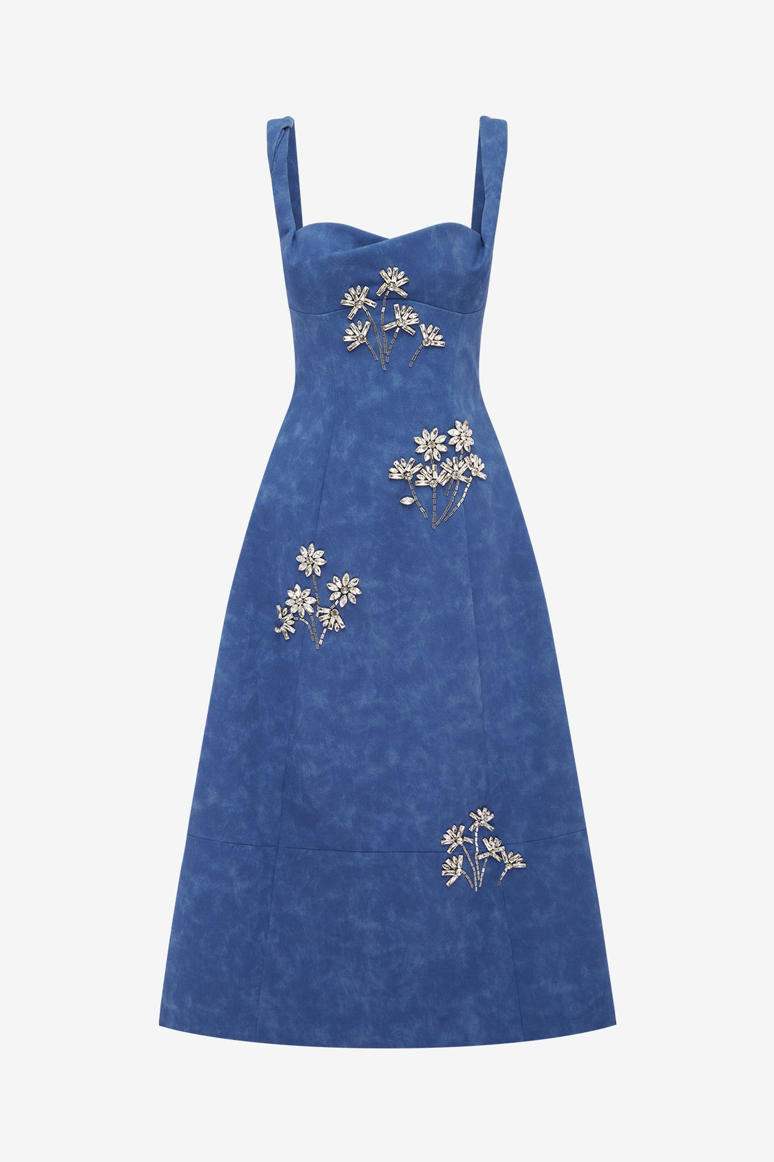 Beatrice Embellished Vegan Suede Midi Dress - Azure Dress Midi