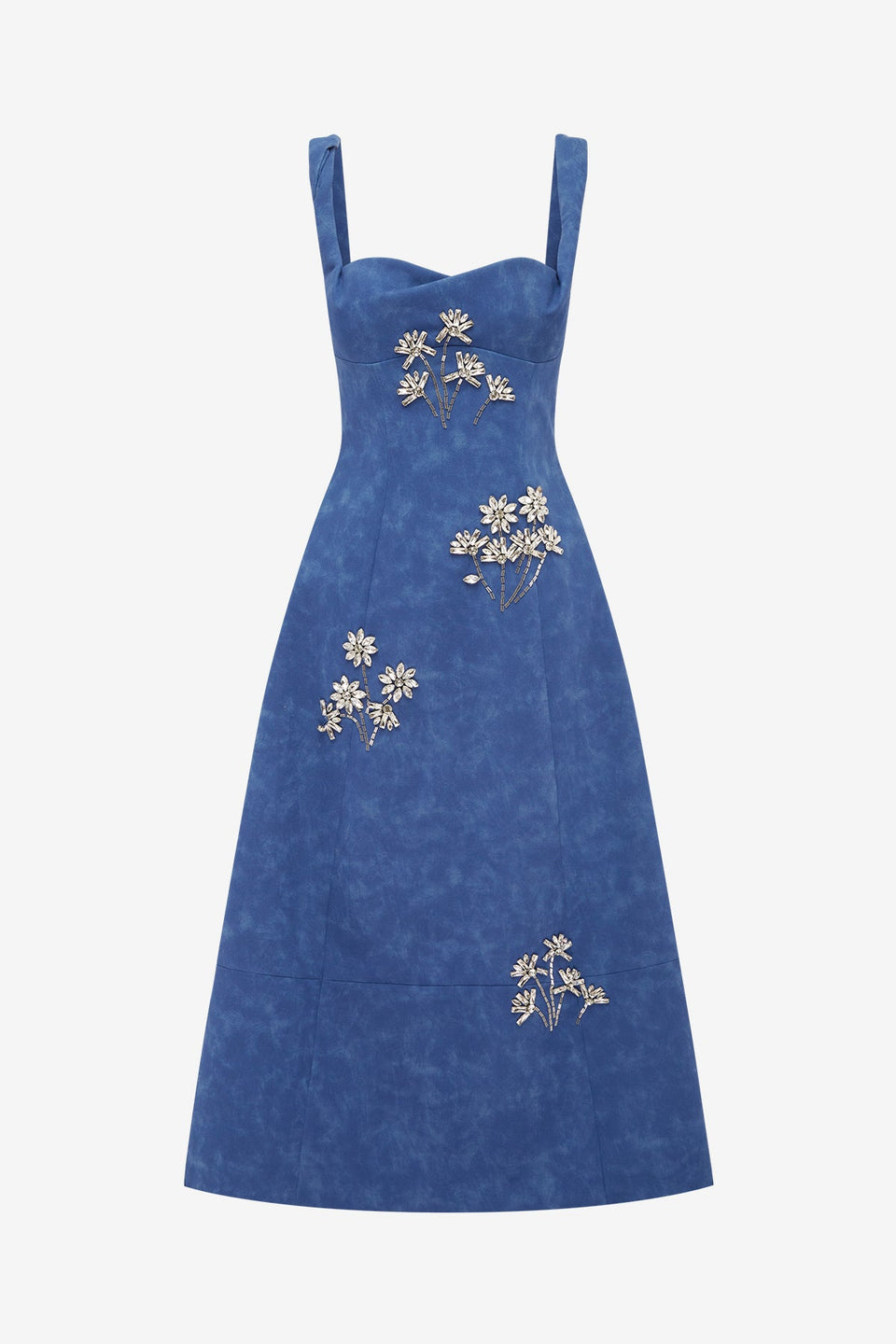 Beatrice Embellished Vegan Suede Midi Dress - Azure Dress Midi
