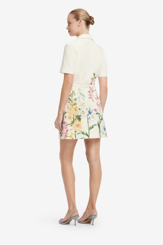 Brigitte Mini Dress - Snapdragon Print in Snow Dress Mini
