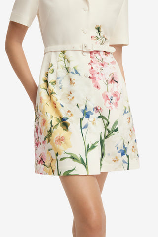 Brigitte Mini Dress - Snapdragon Print in Snow Dress Mini