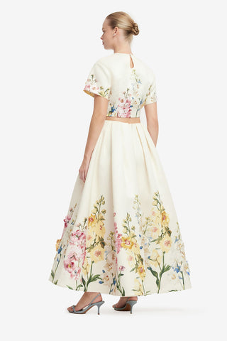 Riley Embroidered Sleeve Top - Snapdragon Print in Snow Tops