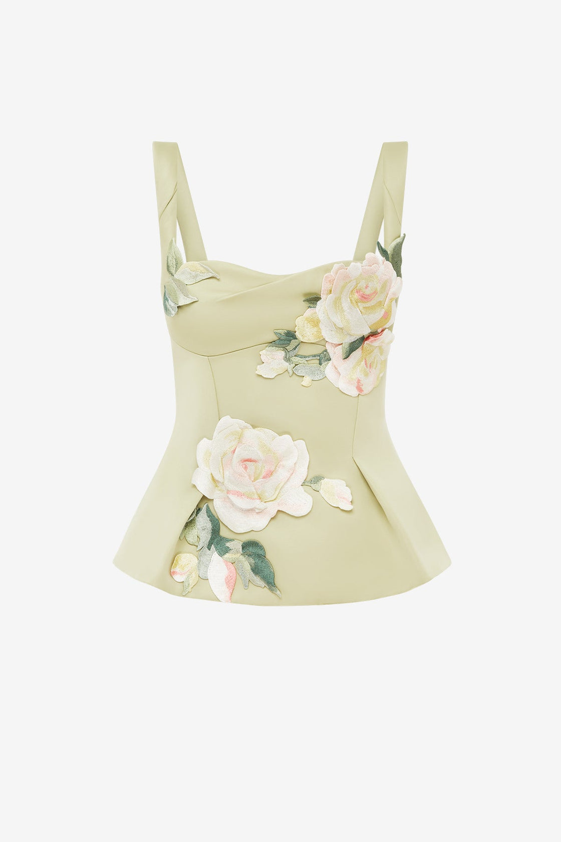 Georgia Embroidered Top - Pistachio Rose Print Tops