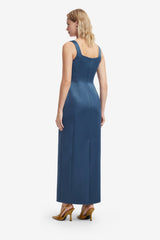 Adelina Embroidered Maxi Dress - Lily Print in Indigo Dress Maxi