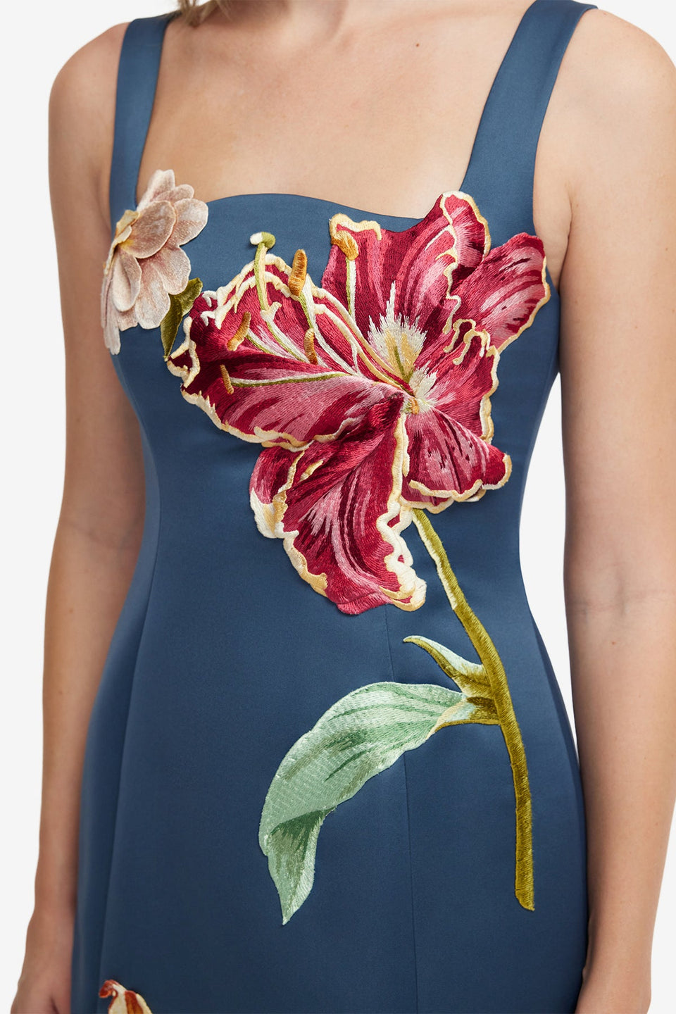 Adelina Embroidered Maxi Dress - Lily Print in Indigo Dress Maxi