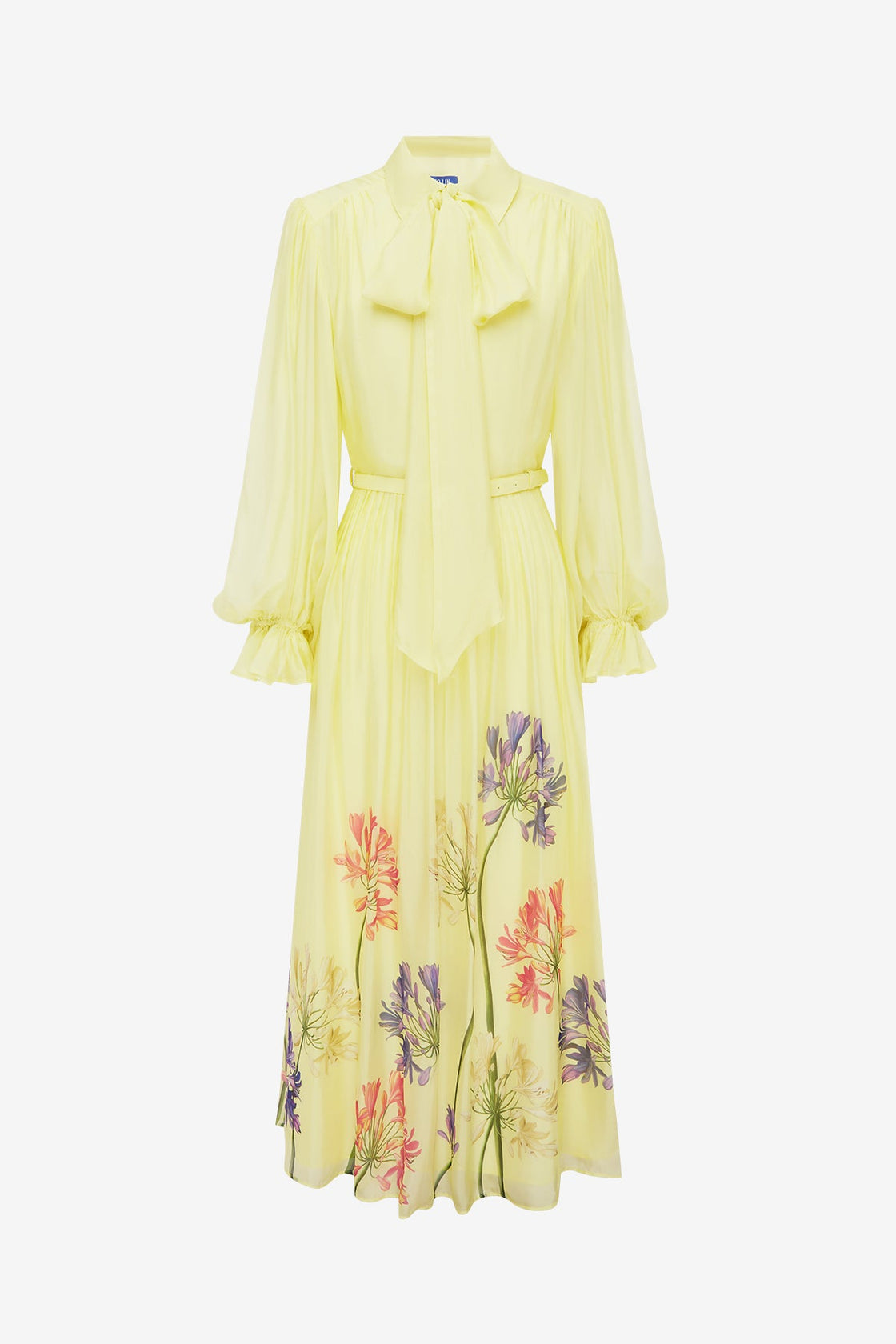 Cassie Tie Neck Midi Dress - Agapanthus Print Dress Midi