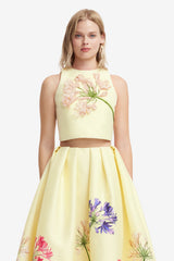 Ella Applique Bow Backless Top - Agapanthus Print Tops