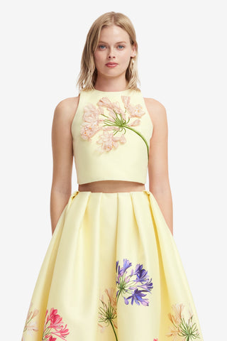 Ella Applique Bow Backless Top - Agapanthus Print Tops