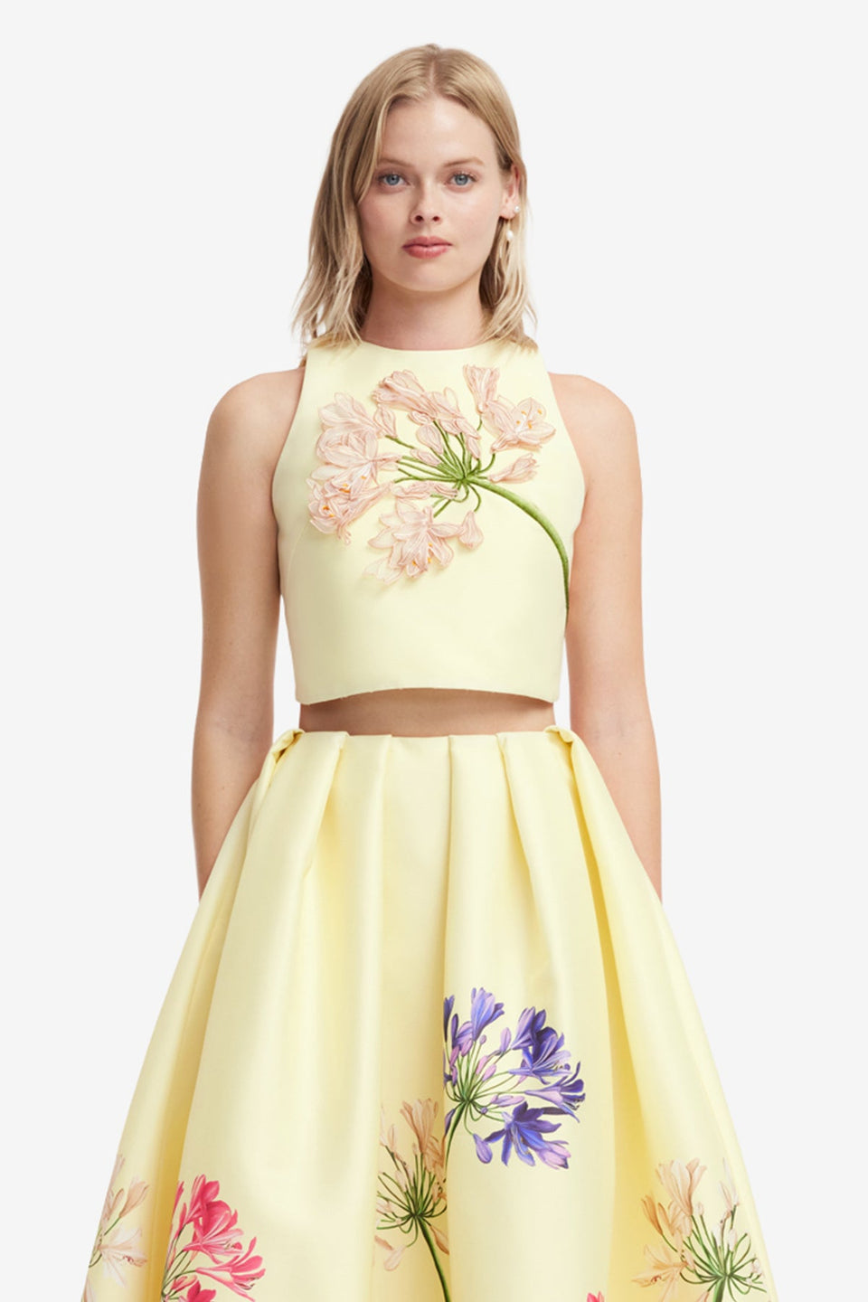 Ella Applique Bow Backless Top - Agapanthus Print Tops