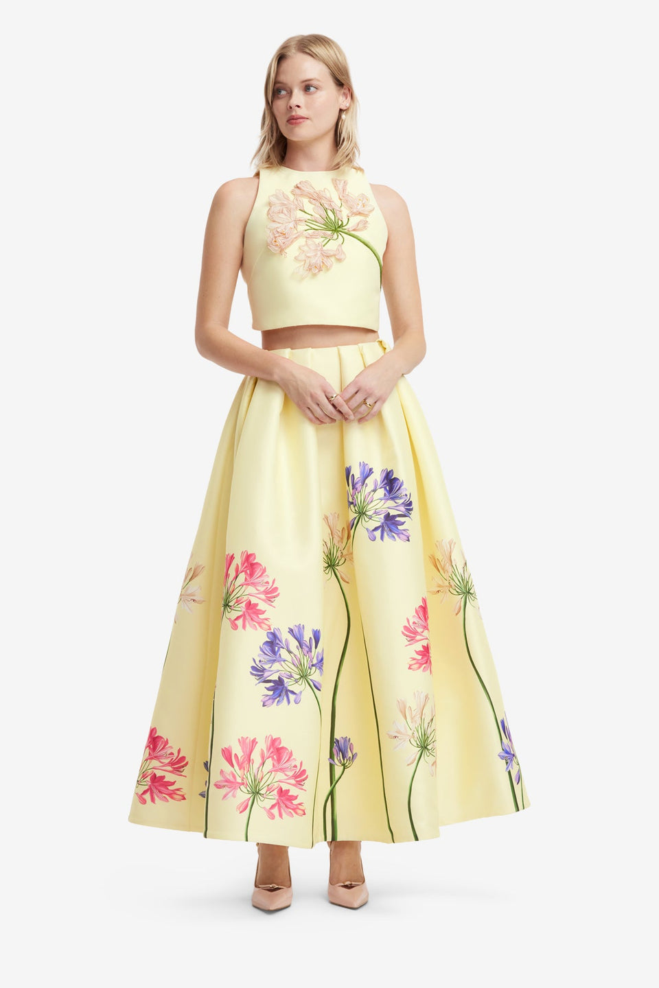 Ella Applique Bow Backless Top - Agapanthus Print Tops