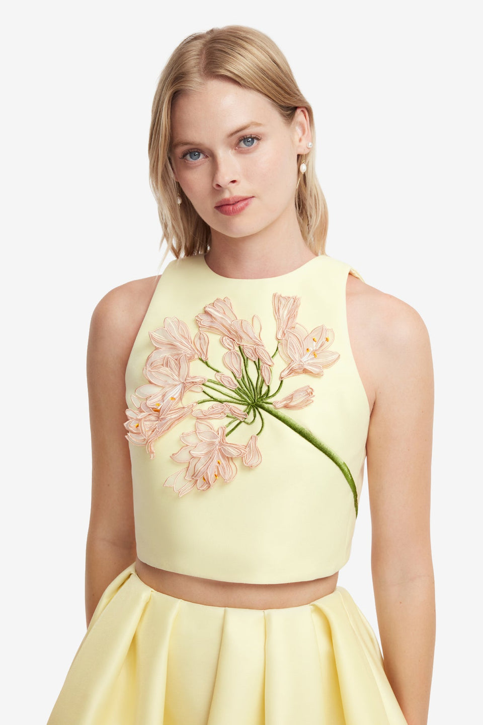 Ella Applique Bow Backless Top - Agapanthus Print Tops