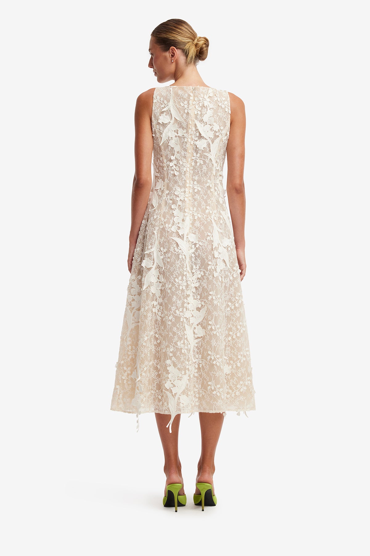 Cleo Embellished Lace Sleeveless Midi Dress - Snow Meadow – LEO LIN