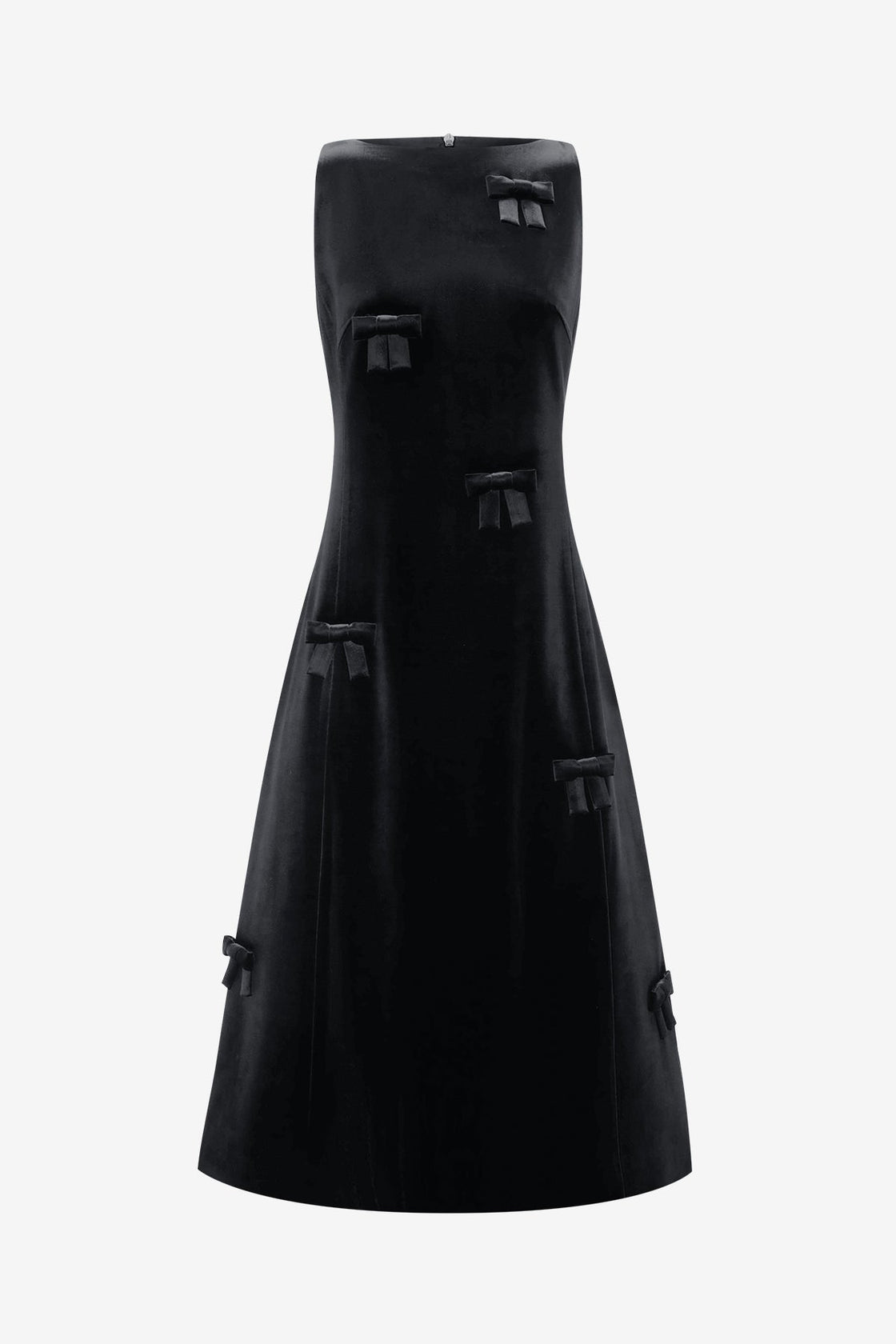 Cleo Velvet Bow Sleeveless Midi Dress - Ebony Dress Midi