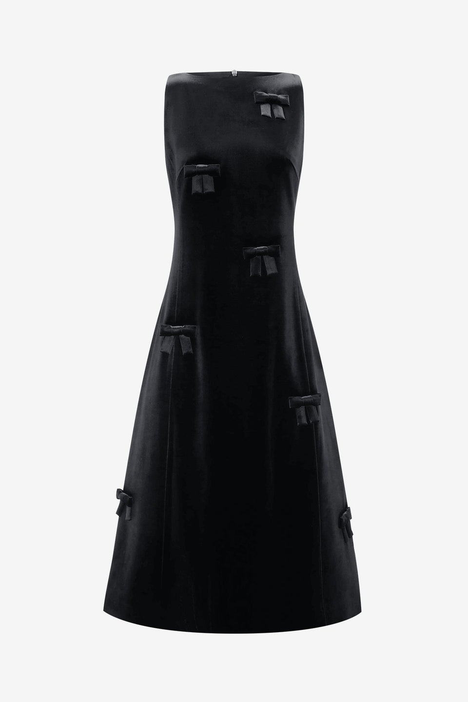 Cleo Velvet Bow Sleeveless Midi Dress - Ebony Dress Midi