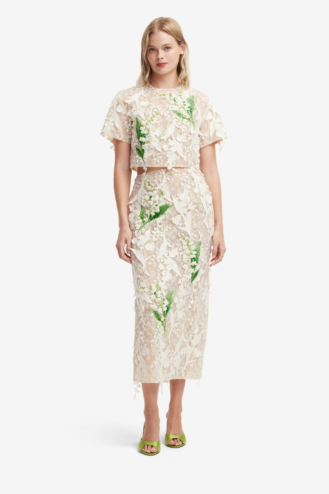 Indie Embellished Lace Sleeve Top - Snow Meadow Tops