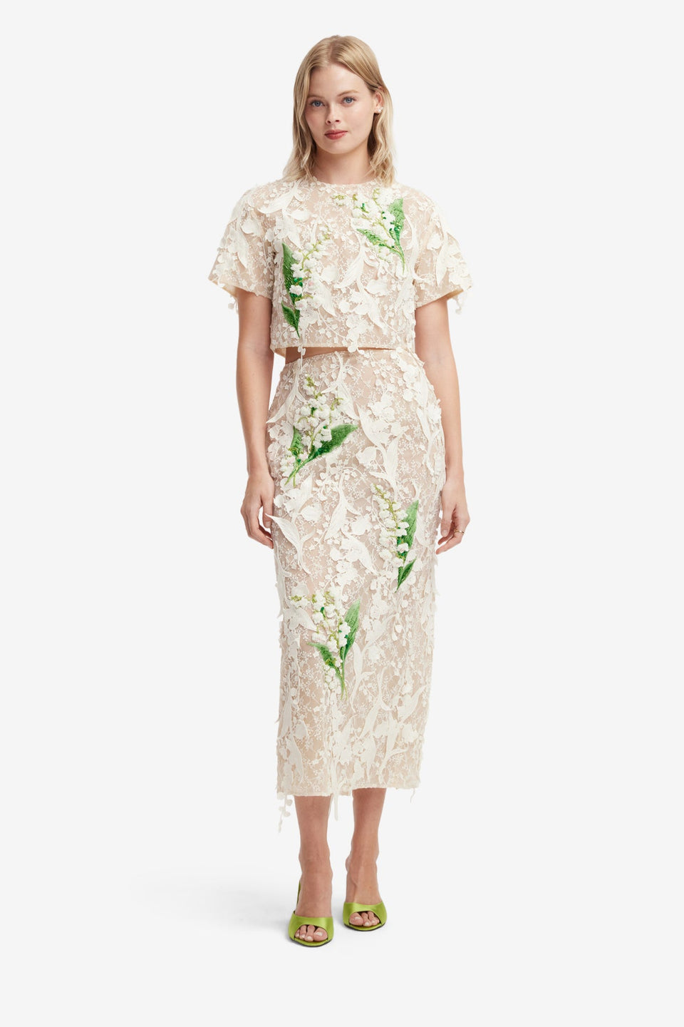 Indie Embellished Lace Sleeve Top - Snow Meadow Tops