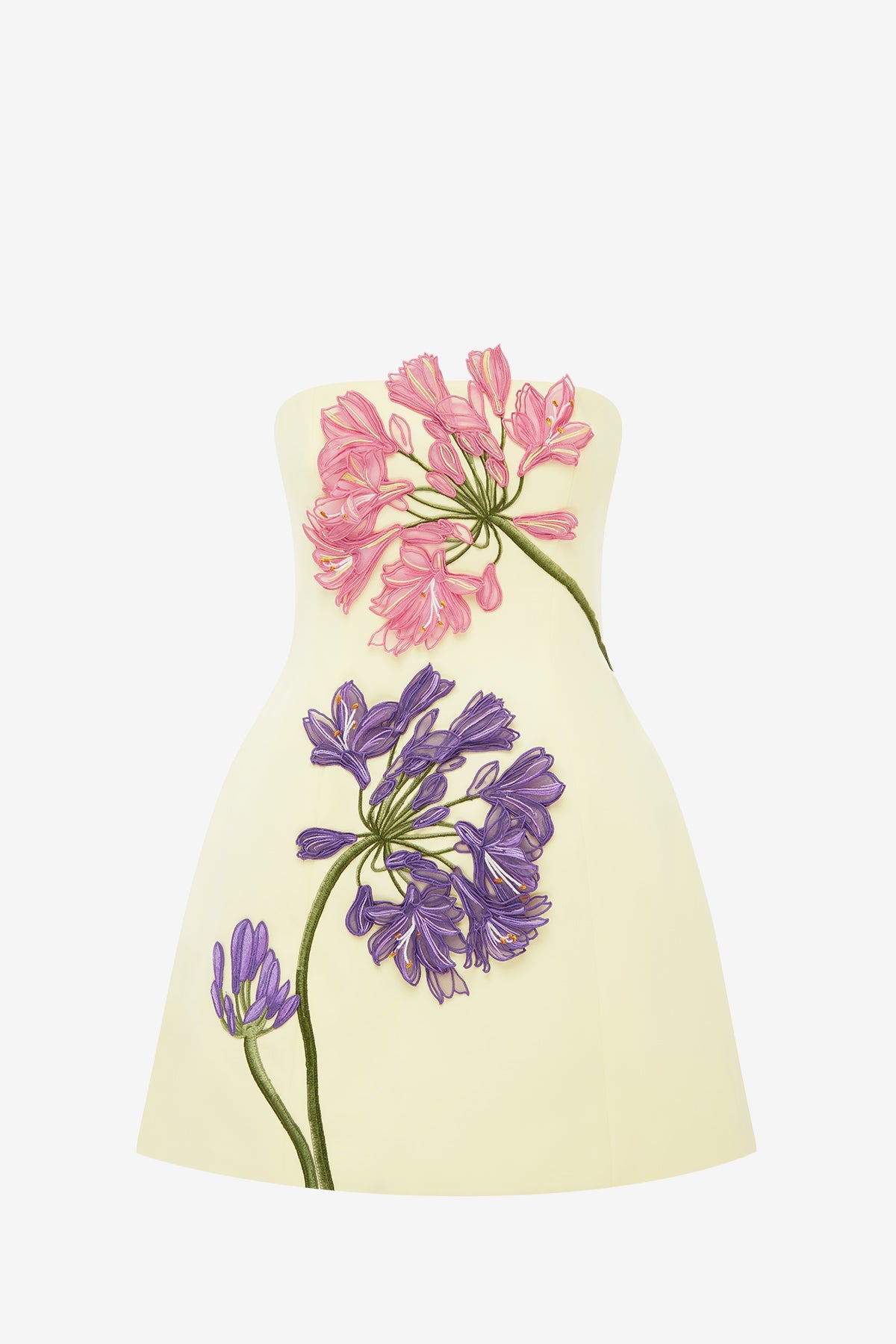 Roselle Appliqué Bustier Mini Dress - Agapanthus Print