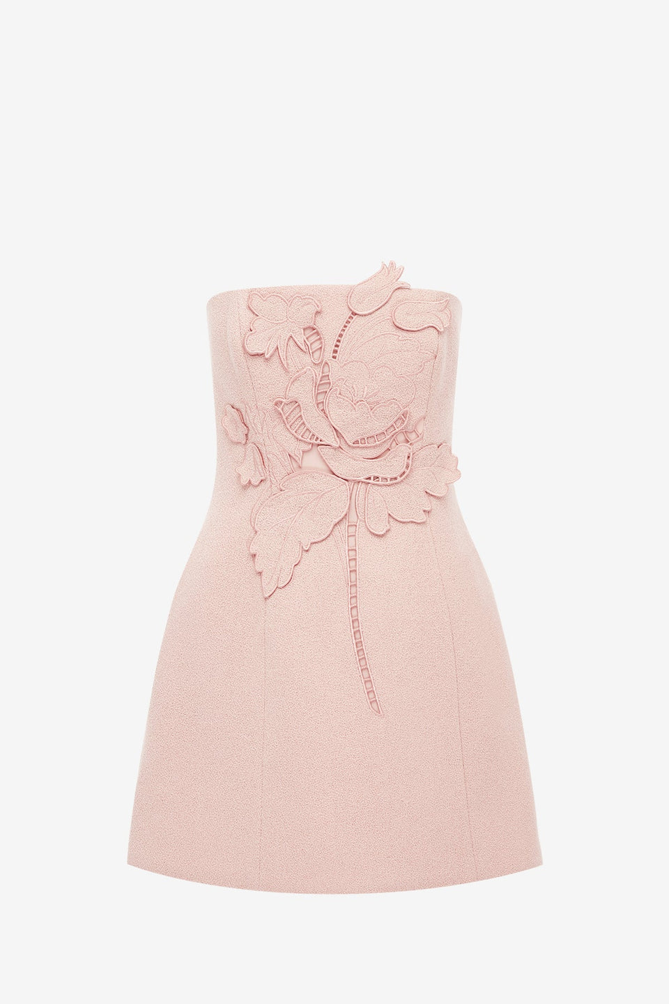 Roselle Applique Tweed Bustier Mini Dress - Dusty Pink Dress Mini
