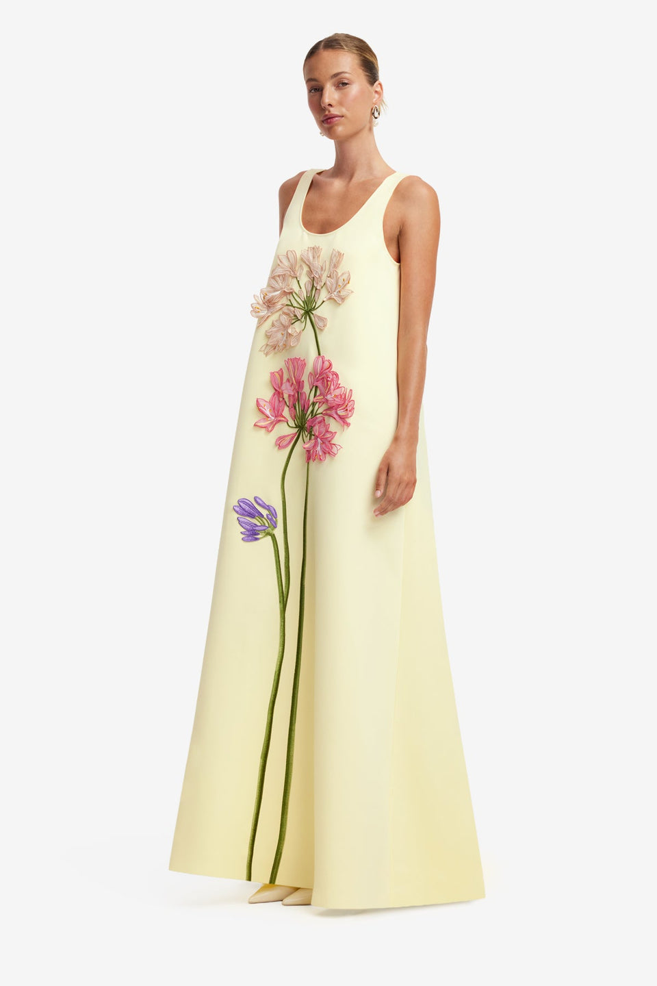 Charlene Applique Gown - Agapanthus Print Dress Maxi