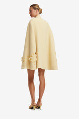 Sloane Applique Tweed Cape Jacket - Dusty Yellow Coats