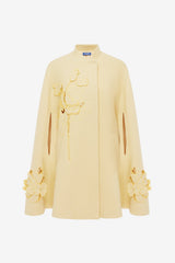 Sloane Applique Tweed Cape Jacket - Dusty Yellow Coats