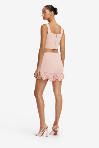 Elle Applique Tweed Shorts - Dusty Pink Shorts