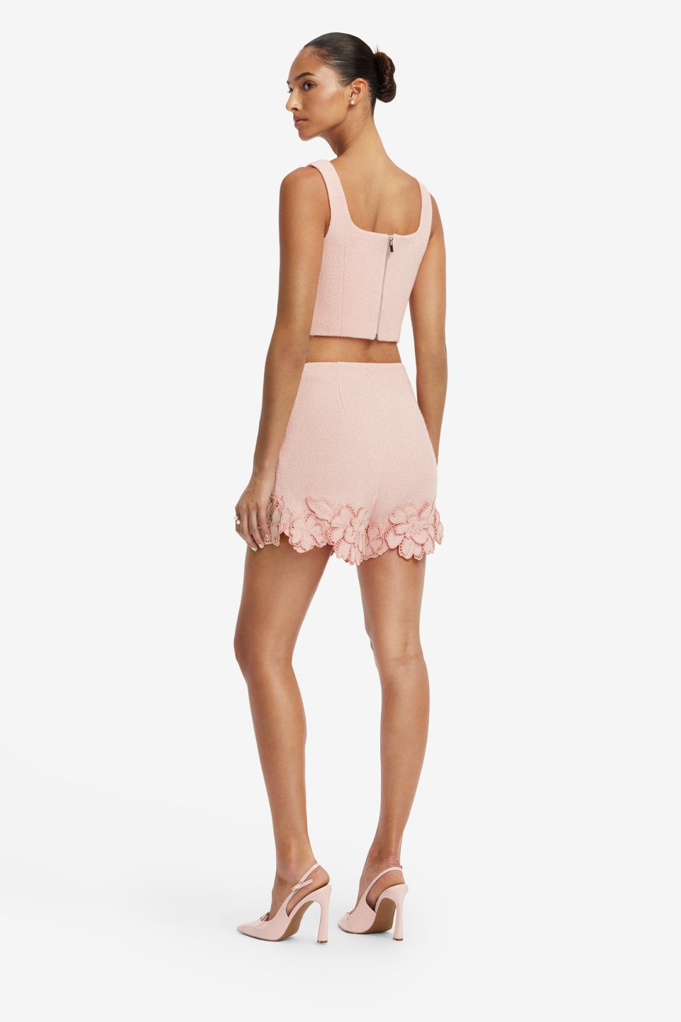 Elle Applique Tweed Shorts - Dusty Pink Shorts