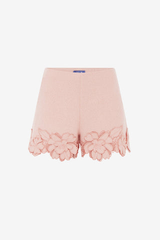 Elle Applique Tweed Shorts - Dusty Pink Shorts