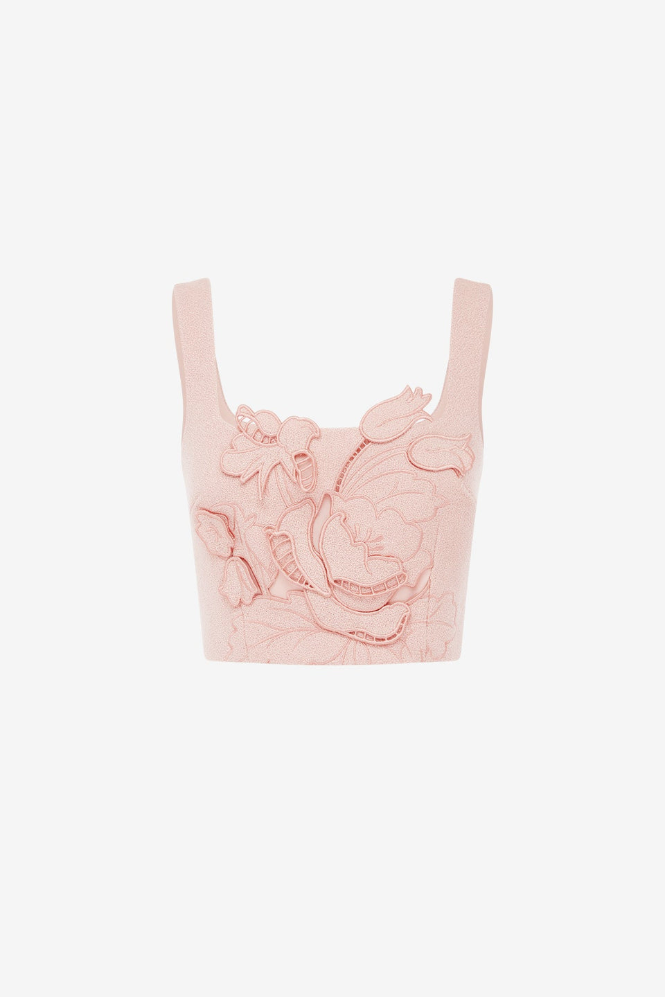 Vivian Applique Tweed Crop Top - Dusty Pink Tops