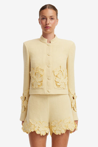 Blythe Applique Tweed Jacket - Dusty Yellow Jackets
