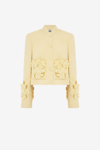 Blythe Applique Tweed Jacket - Dusty Yellow Jackets