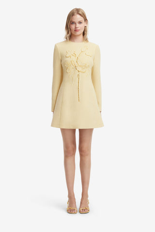 Aliza Applique Tweed Mini Dress - Dusty Yellow Dress Mini