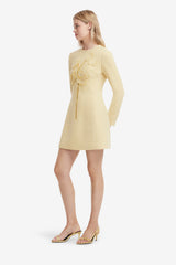Aliza Applique Tweed Mini Dress - Dusty Yellow Dress Mini