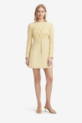 Aliza Applique Tweed Mini Dress - Dusty Yellow Dress Mini