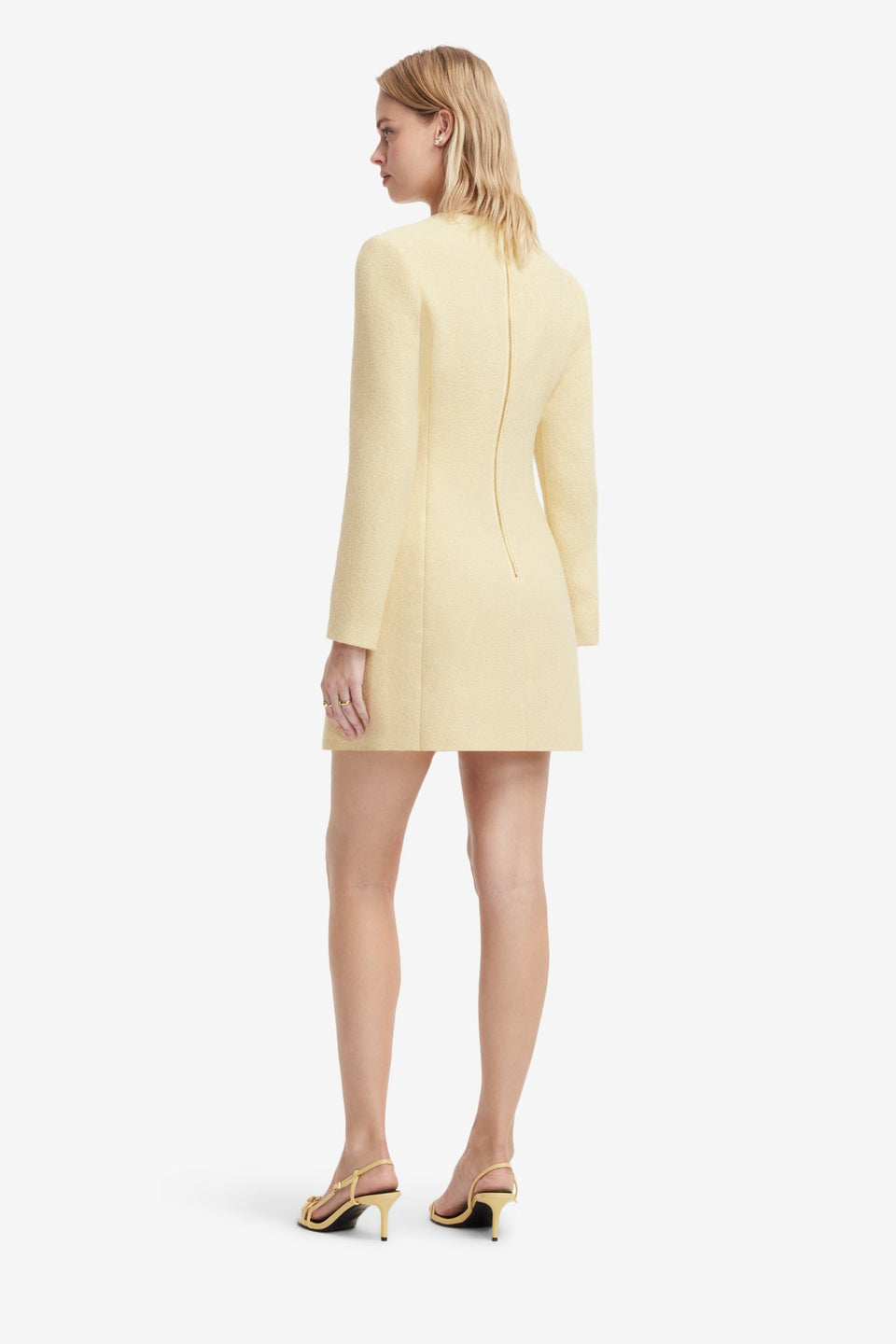 Aliza Applique Tweed Mini Dress - Dusty Yellow Dress Mini