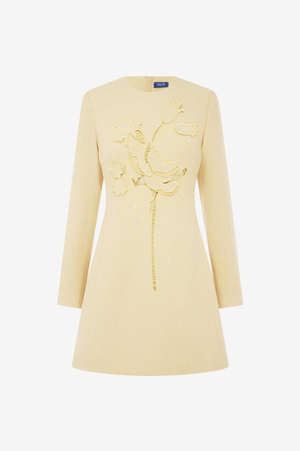 Aliza Applique Tweed Mini Dress - Dusty Yellow Dress Mini